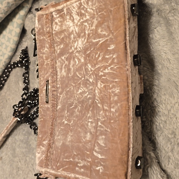 REBECCA MINKOFF Mini Mac Velvet Convertible Crossbody Putty/Gunmetal - Picture 3 of 5